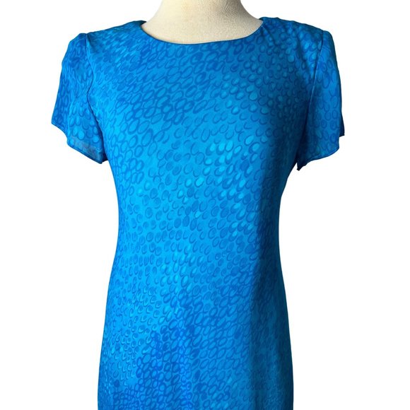 Outlook Women's Dress Size 6 Blue Paisley Short Sleeve Round Neck Lined Sheath K - Picture 7 of 13